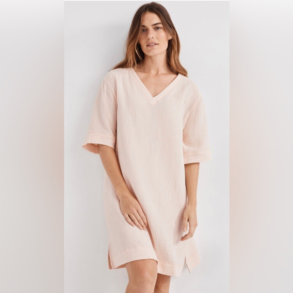 Haven Relaxed Gauze V-Neck Dress in Blush